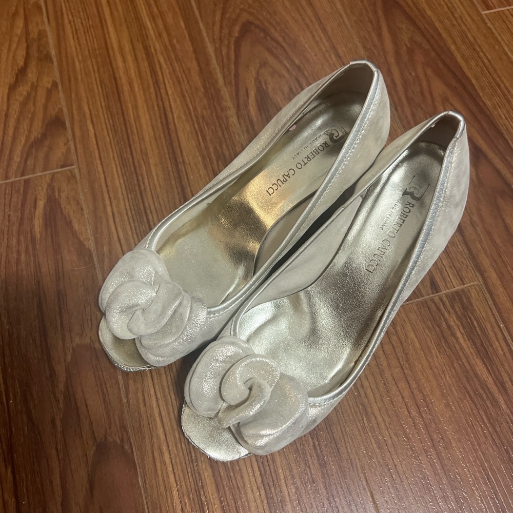 Roberto Cavalli Gold Wedge Heels